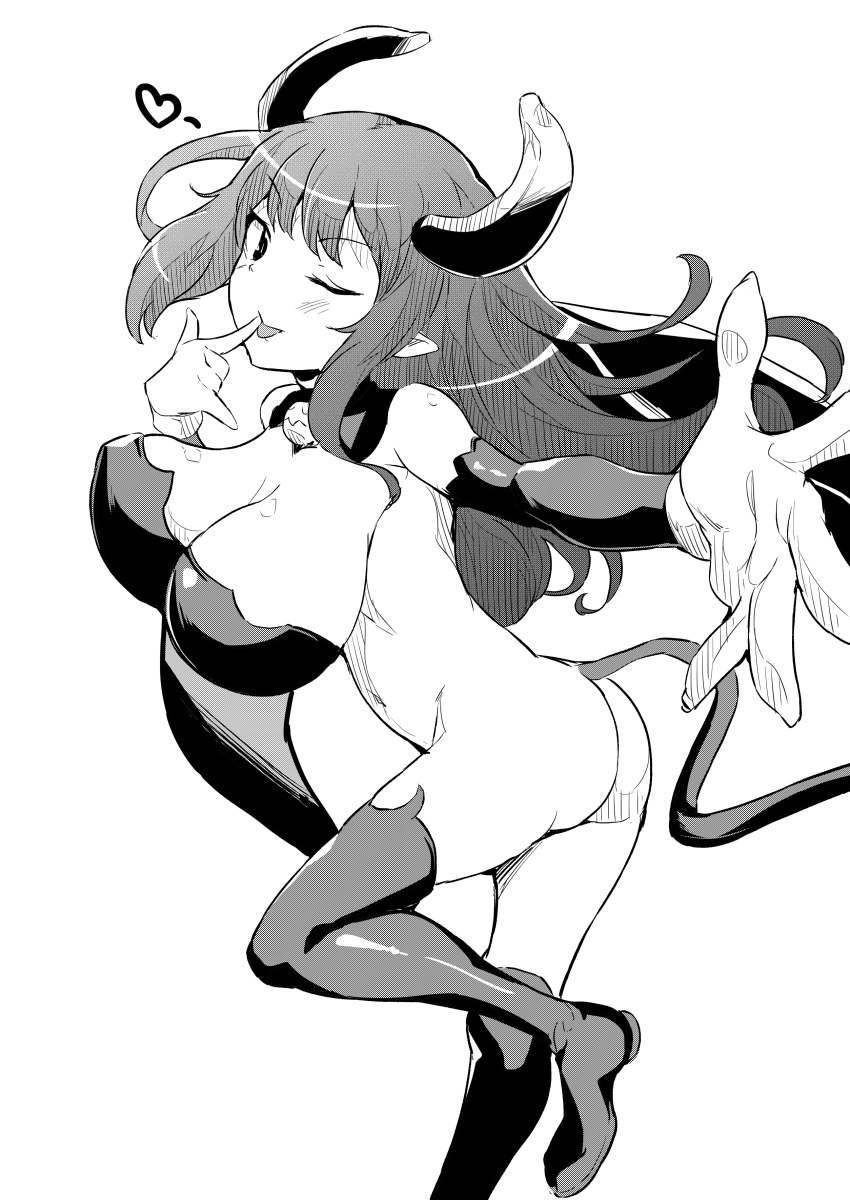 ass black_and_white bottomless bottomless_female breasts disgaea inago1919 large_breasts nippon_ichi_software succubus succubus_(disgaea) succubus_horns succubus_tail succubus_wings thick_thighs thighs