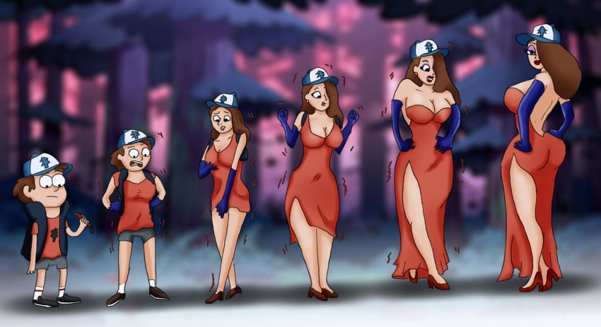 arm_gloves ass_expansion baseball_cap big_breasts breast_expansion dipper_pines eyeshadow female female_dipper gender_transformation genderswap_(mtf) gravity_falls hair_growth high_heels hourglass_expansion hourglass_figure jessica_rabbit jessicafication large_ass large_breasts light-skinned_female lip_expansion makeup mtf_transformation pine_tree_(symbol) rule_63 tf-plaza thick_thighs thigh_expansion transformation transformation_sequence who_framed_roger_rabbit wide_hips