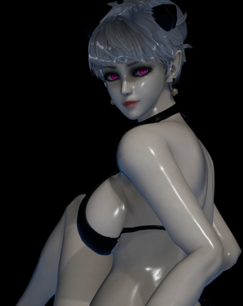 3d 3d_(artwork) 3d_model 3dcg game_cg goth goth_girl gothic large_breasts makeup mascara medium_hair miss_velina official_art pink_eyes slim_waist tagme thick_thighs thin_waist vampire vampire_girl vampire_mansion white_body white_hair white_skin wide_hips