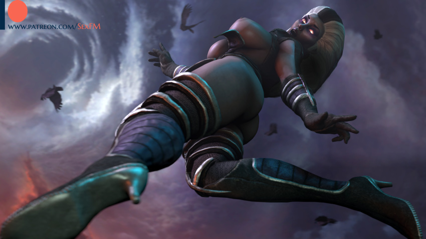 3d ass breasts female female_only looking_at_viewer mortal_kombat mortal_kombat_x nipples sexfm sindel solo source_filmmaker tagme white_hair