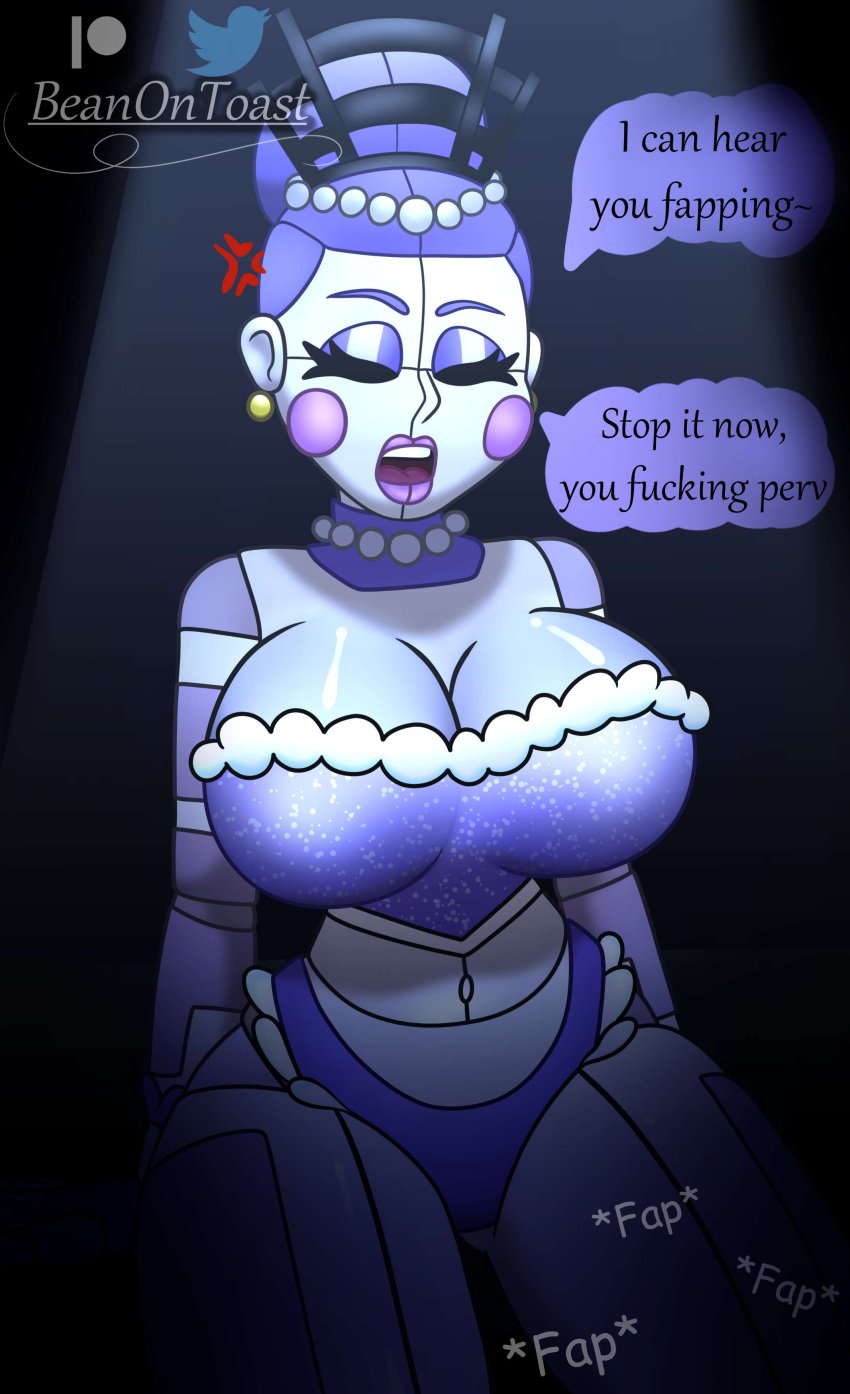 1girls annoyed ballerina ballora ballora_(fnafsl) beanontoast big_breasts blue_dress blue_hair five_nights_at_freddy's five_nights_at_freddy's:_sister_location masturbation offscreen_masturbation robot_girl rockstar_puppet_(artist) solo white_skin