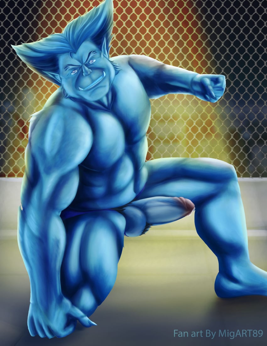 1boy absurd_res beast_(x-men) big_penis blue_body genitals hank_mccoy hi_res humanoid male male_only marvel migart89 muscular muscular_male mutant penis solo x-men yaoi