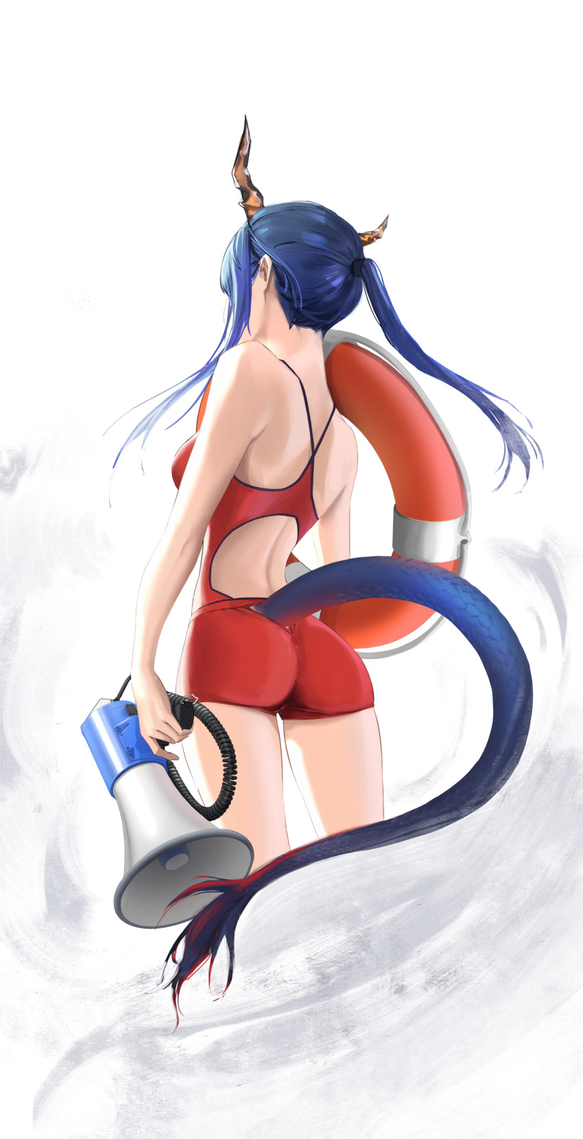 arknights ass ch'en_(arknights) horns inck00 swimsuit tail