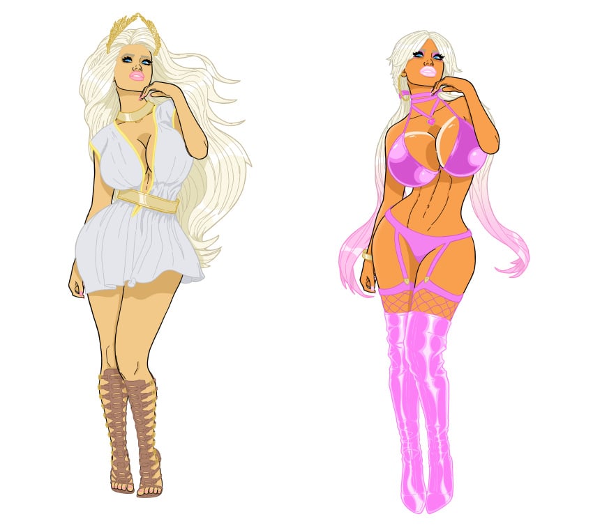 1girls aphrodite banedearg before_and_after bimbo bimbofication brainwashing breast_expansion deity fishnets goddess greek_mythology hair_color_change hair_growth high_heel_boots high_heels huge_ass huge_breasts lip_expansion navel personality_change public_domain thick_lips thick_thighs transformation wide_hips