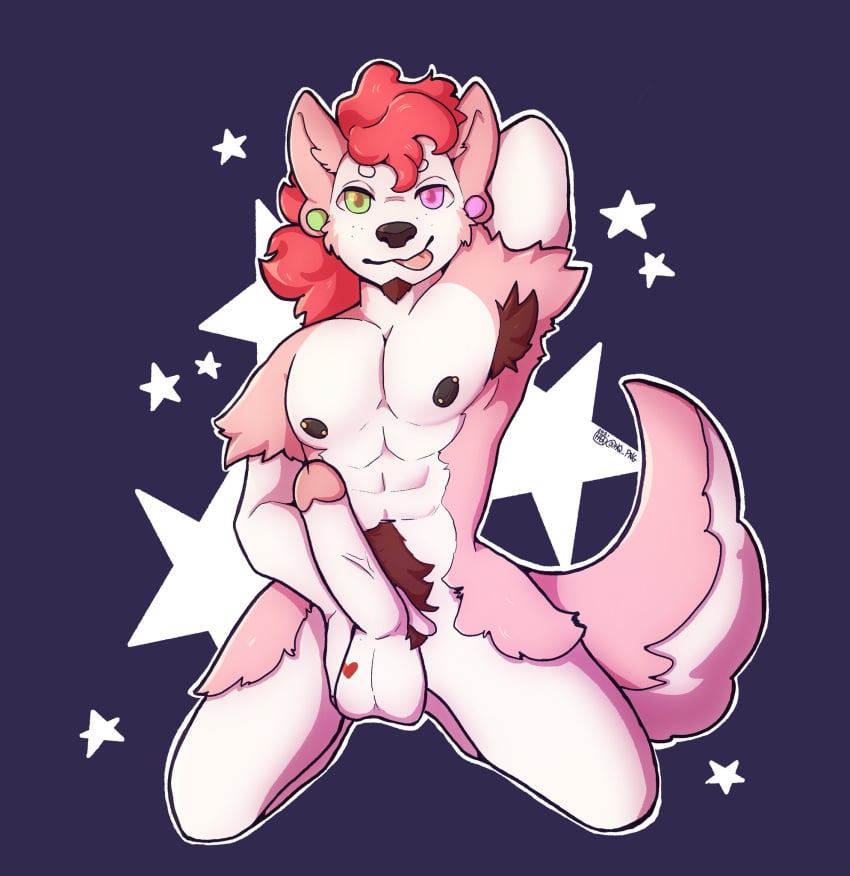 1boy armpits arms_up big_pecs big_penis erect_penis furry hq_nsfw male male_only nipple_piercing nipples on_knees peiton tongue tongue_out utau utauloid