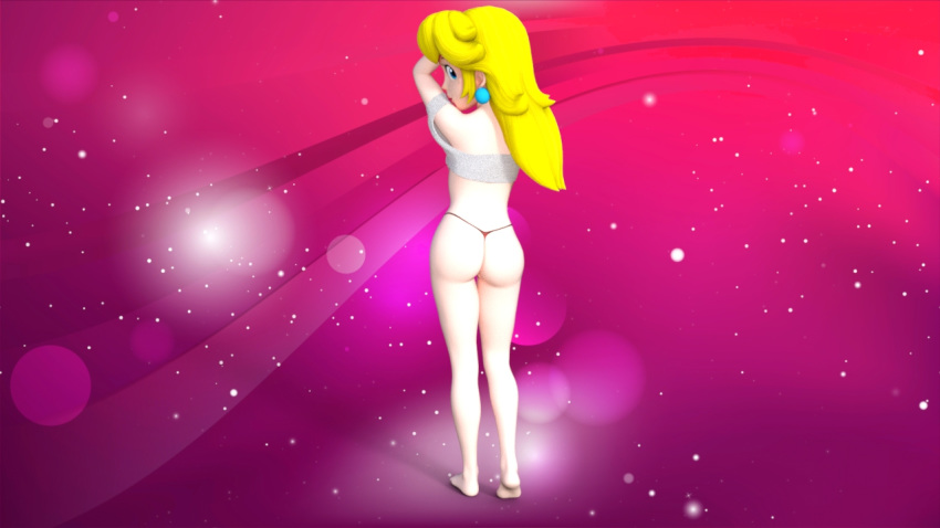 1girls 3d ass big_butt blonde_hair blue_eyes breasts bubble_ass bubble_butt clothing daz3d daz_studio dazstudio female female_only full_body huge_butt long_hair looking_at_viewer looking_back looking_back_at_viewer mammal mario_(series) nintendo pink_background princess_peach solo standing thick_thighs thong video_games viperarcane wide_hips