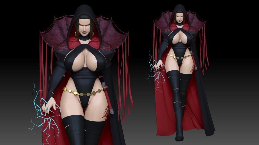 3d belt black_hair boots breasts busty cape cleavage cleavage_cutout corruption curvaceous curvy earrings electricity evil evil_grin eyelashes eyeliner female female_focus female_only generalbuta hourglass_figure huge_breasts hypnosis legband legwear leotard lighting lightsaber lipstick makeup mascara mind_control nail_polish pale-skinned_female pale_skin pinup pose posing red_eyes rey sith_empress sith_rey solo standing star_wars tagme tattoo thighhighs tied_hair voluptuous wide_hips