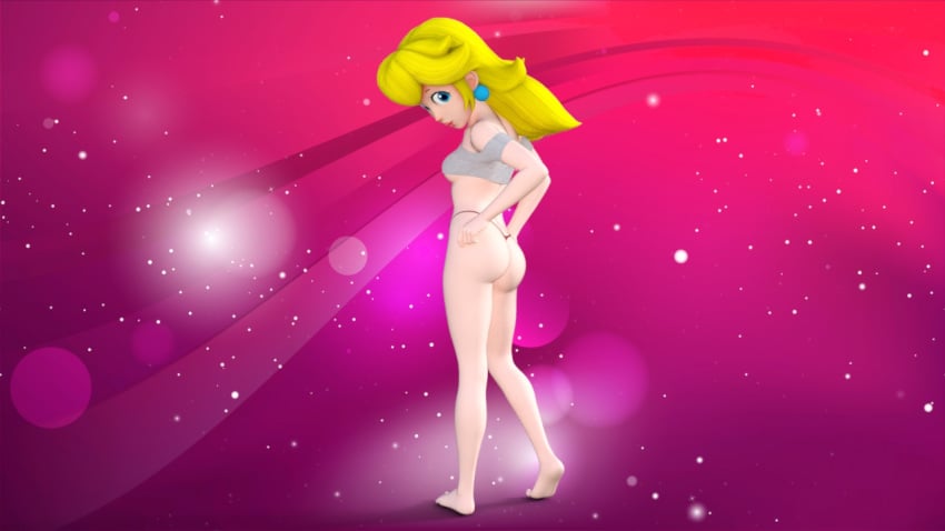 1girls 3d ass big_butt blonde_hair blue_eyes breasts bubble_ass bubble_butt clothing daz3d daz_studio dazstudio female female_only full_body hands_on_hips huge_butt long_hair looking_at_viewer looking_back looking_back_at_viewer mammal mario_(series) nintendo no_bra pink_background pink_lipstick princess_peach small_breasts smile solo standing tank_top thick_thighs underboob video_games viperarcane wide_hips