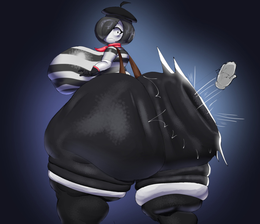 1girls 2023 alsogmg ass_waves big_ass big_breasts bottom_heavy breasts bubble_butt clothed disembodied_hand dumptruck_ass eyelashes fat_ass female floating_hand gloves grey_hair hi_res huge_ass hyper_ass impact_lines jiggle jiggling_ass mime mime_girl mippi_(alsogmg) motylek pierrot rippling_ass simple_background solo spanked spanking spanking_ass spanking_butt striped_shirt surprised surprised_expression thick_thighs white_skin wide_hips