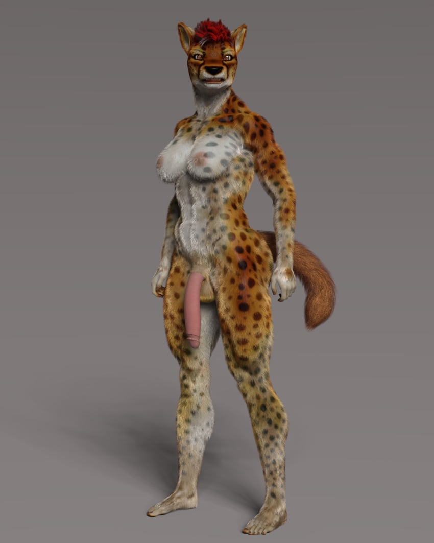 3d absurd_res anthro cheetah digital_media_(artwork) earthclan3d felid feline genitals gynomorph hi_res intersex mammal penis