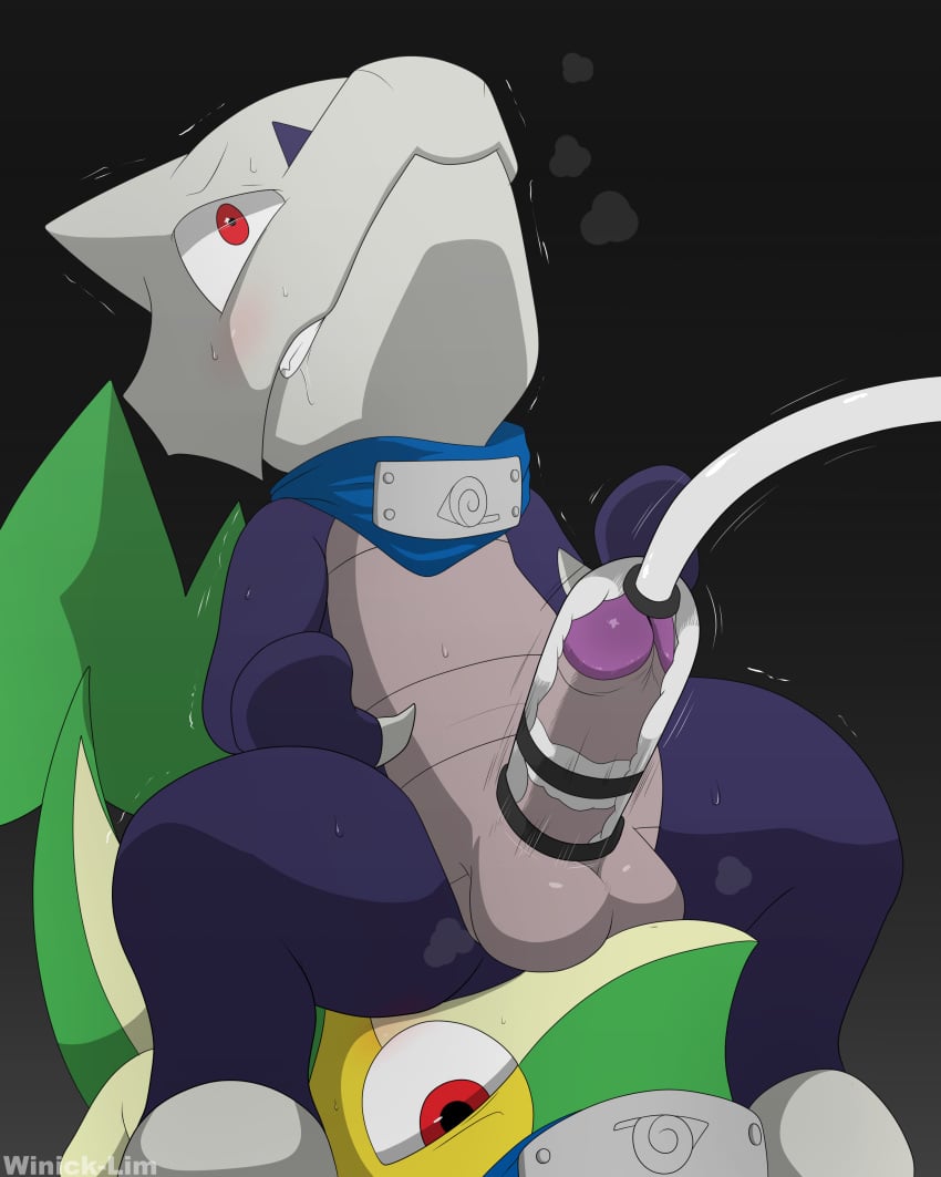 1boy 4:5 absurd_res alolan_marowak ambiguous_gender anal anthro anthrofied ass balls blush bodily_fluids clenched_teeth duo feral genitals ghost green_skin headband heavy_breathing hi_res humanoid_penis larger_male male male_focus marowak milking_machine nintendo nude on_top oral original_character penis penis_milking pokemon pokemon_(species) pokemon_bw pokemon_sm purple_skin red_eyes rimjob scalie size_difference snake snivy sweat testicles text trembling verde_the_snivy video_games watermark winick-lim