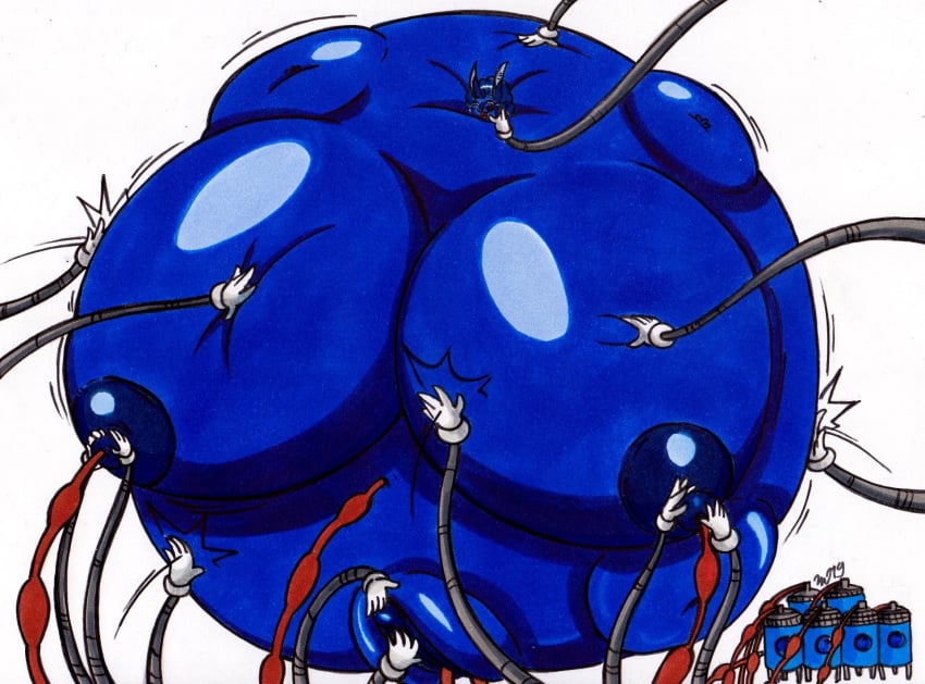 alba_(blackfox85) anthro big_breasts blueberry_(disambiguation) blueberry_inflation breasts clitoris food fruit genitals hand_on_breast hi_res hose huge_breasts hyper hyper_breasts imaranx inflation navel nipples plant pussy spanking spherical_inflation sunken_head sunken_limbs