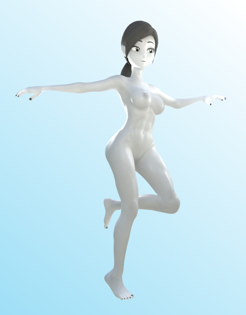 3d abs blender breasts feet female_only fit fit_female frististains full_body grey_eyes nintendo ponytail pose posing solo super_smash_bros. tagme wii_fit wii_fit_trainer