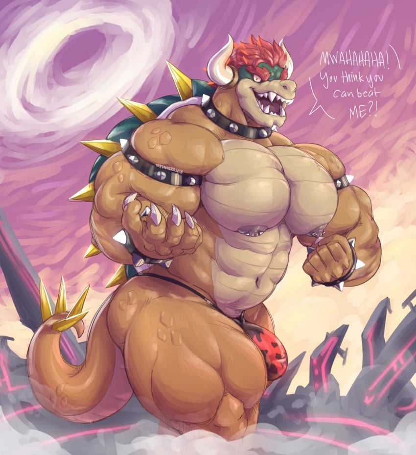 abs anthro bowser bulge clothed clothing final_destination giga_bowser hi_res koopa looking_at_viewer male male_only mario_(series) muscular muscular_male navel nintendo nipple_piercing nipples partial_nudity piercing scalie solo speedo super_smash_bros. swimwear sxfpantera thick_thighs topless video_games