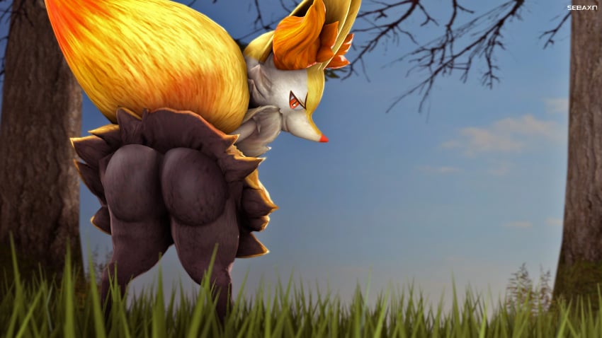 16:9 1girls 2020 3d 4k absurd_res anthro ass big_ass braixen canine digital_media_(artwork) female fur furry half-closed_eyes hi_res inner_ear_fluff looking_at_viewer mammal nintendo pokémon_(species) pokemon pokemon_(species) pokemon_xy sebaxn solo source_filmmaker thick_thighs tuft video_games white_body white_fur wide_hips yellow_body yellow_fur