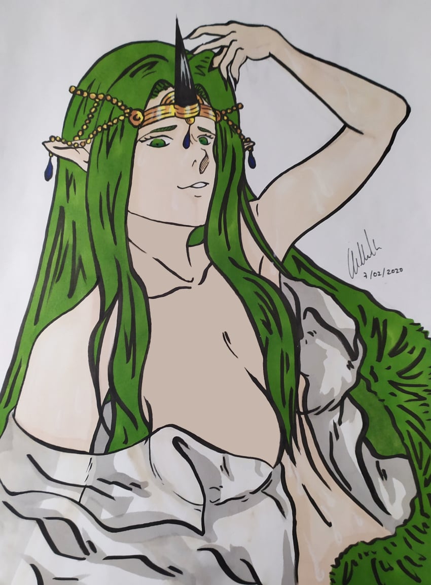 edit edited fire_emblem fire_emblem_echoes:_shadows_of_valentia fire_emblem_gaiden goddess green_eyes green_hair hand_drawn mila_(fire_emblem) nintendo reycharli