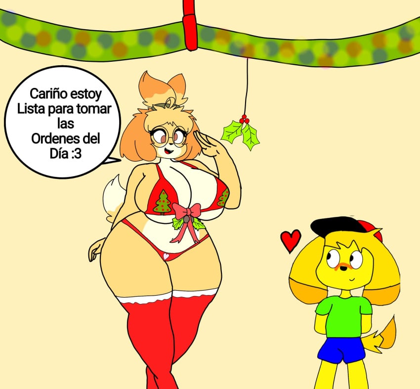 animal_crossing axelbros big_breasts breasts derpybelle female furry isabelle_(animal_crossing) thick_thighs wide_hips