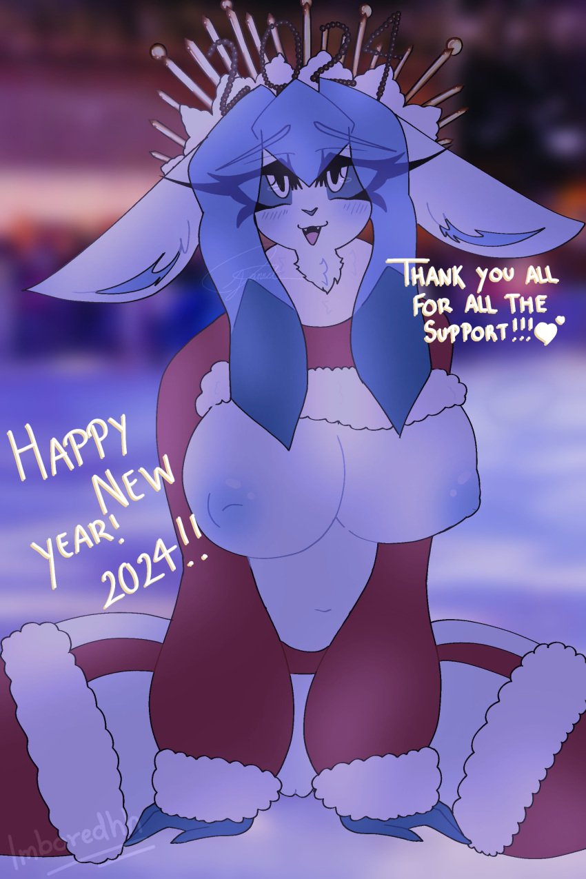 2024 anthro eeveelution generation_4_pokemon glaceon happy_new_year imboredhh new_year new_year_2024 pokémon_(species) pokemon pokemon_(species)