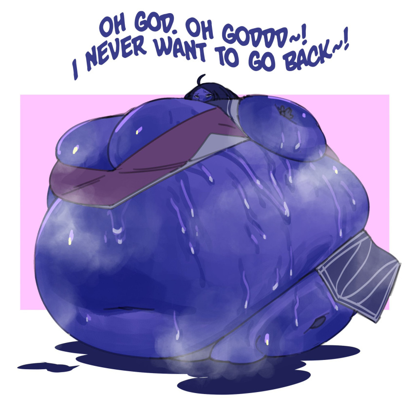 aroused big_breasts blueberry_inflation breasts female horny huge_breasts immobile juice kafekafei kafenega leaking spherical_inflation sunken_head sunken_limbs thick_thighs wide_hips