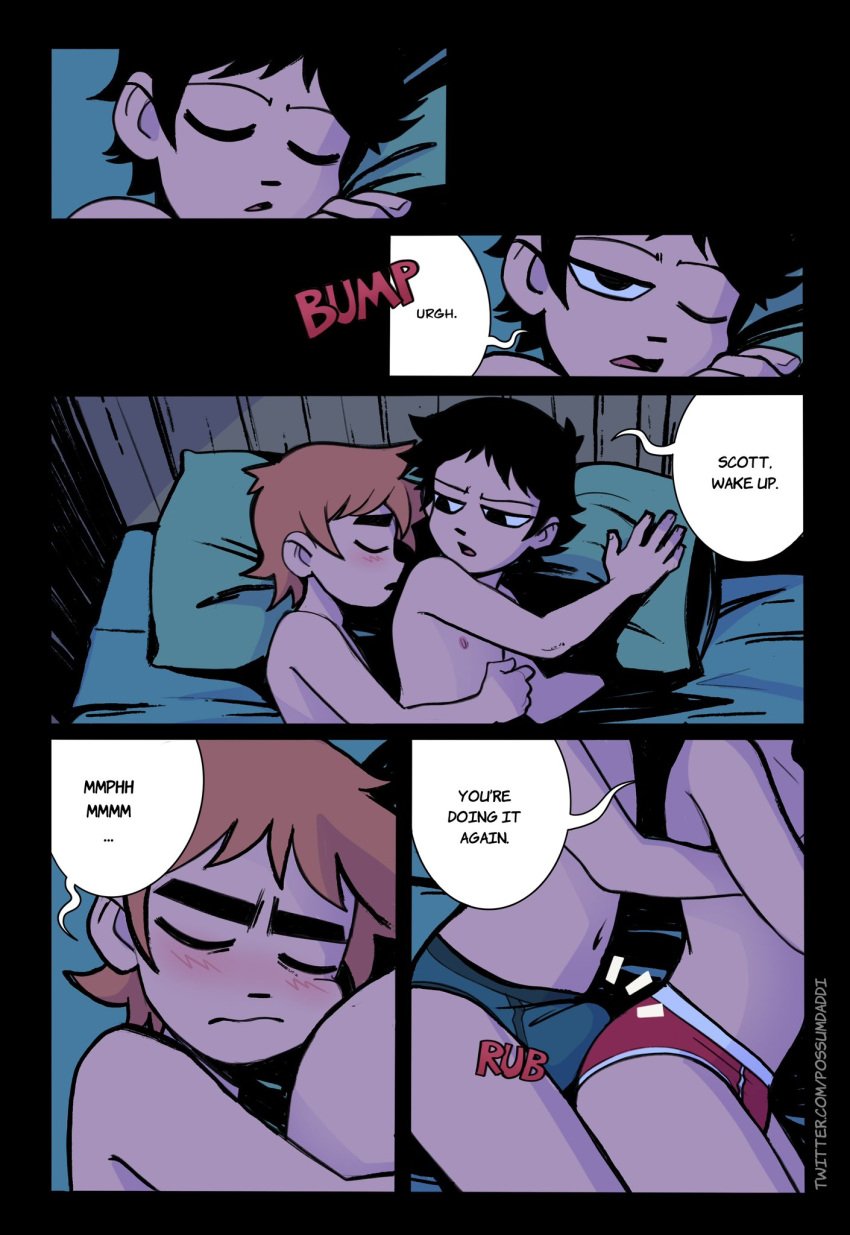 ass blushing bulge comic_page cuddling erection erotic_dream gay grinding grinding_through_clothes humping male_only partially_clothed possumdaddi scott_pilgrim scott_w_pilgrim skinny spoon_position spooning tagme toony unaware underwear wallace_wells wet_dream yaoi young