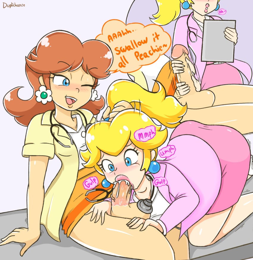 1futa 1girls :>= big_butt blowjob bottomless bottomless_skirt clothing cum cum_in_mouth cum_inside deepthroat dickgirl doctor dr._mario_(series) dress duplichance fellatio forced forced_oral fully_clothed futa_on_female futa_with_female futanari hair_grab hair_pull handjob lips lipstick lipstick_mark lipstick_on_penis lipstick_ring mario_(series) nintendo oral oral_sex ponytail princess_daisy princess_peach skirt small_breasts sucking toony upskirt yuri