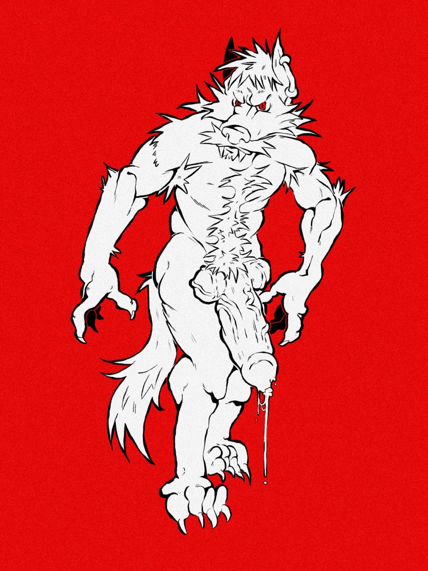 1boy absurd_res animal_genitalia animal_penis anthro armpit_hair big_knot big_penis bodily_fluids body_hair canid canine canine_genitalia canine_penis chest_hair claws cum cum_drip digital_media_(artwork) dripping erection facial_hair fangs finger_claws fur genital_fluids genitals hair hi_res huge_cock huge_knot hyena hyper hyper_genitalia hyper_penis knot leaking leaking_cum looking_at_viewer male male_only mammal moustache muscular muscular_anthro muscular_male mythological_canine mythological_creature mythology nude penis precum precum_drip pubes pubes_exposed sharp_teeth simple_background solo sowo tail teeth toe_claws were werecanid werecanine werehyena werewolf