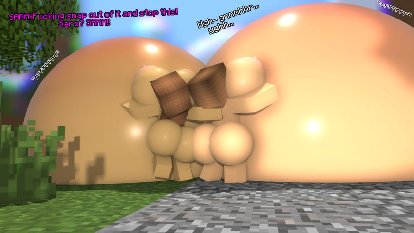 angry aroused ass ass_bigger_than_head ass_inflation belly belly_bigger_than_body belly_inflation blush breast_expansion breast_inflation breasts breasts_bigger_than_head butt_inflation creaking exposed_breasts hyper_belly inflation mine-imator minecraft natalie_abrams(tittank) nude nude_female overinflation round_ass round_belly round_breasts sara_abrams(tittank) shiny_skin taut taut_belly tittank