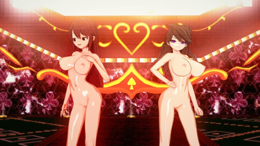 2girls breasts brown_eyes brown_hair completely_nude completely_nude_female emirichu female female_only jaiden jaiden_animations kk_guyyy koikatsu multiple_girls naked naked_female nude nude_female purple_eyes strip_club tagme youtube youtuber