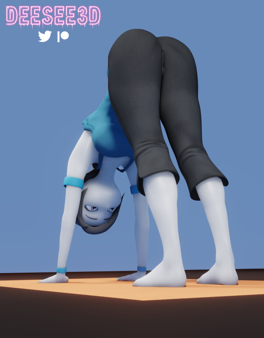 ass ass_in_air bare_shoulders barefoot big_ass big_breasts bubble_butt deesee3d downward_dog feet feet_together female female_focus female_only long_hair nintendo pale-skinned_female pale_skin ponytail tank_top tied_hair wii_fit wii_fit_trainer yoga yoga_pants