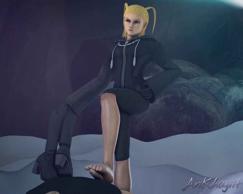 3d ankhajiit barefoot black_coat blonde_hair blue_eyes boots_removed clothed_female coat erection feet feet_on_balls feet_on_face female femdom foot_fetish footjob footwear handjob handwear human kingdom_hearts kingdom_hearts_iii larxene licking_feet male outerwear penis sfm shoes_removed smooth_foot solejob soles source_filmmaker standing standing_footjob toes