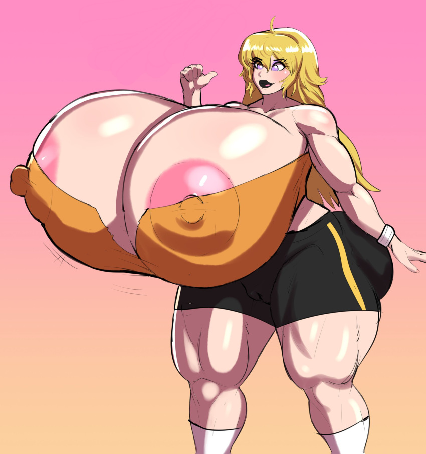 big_ass big_breasts bimbo huge_ass huge_breasts hyper_breasts muscular_female nipples plankboy rwby yang_xiao_long