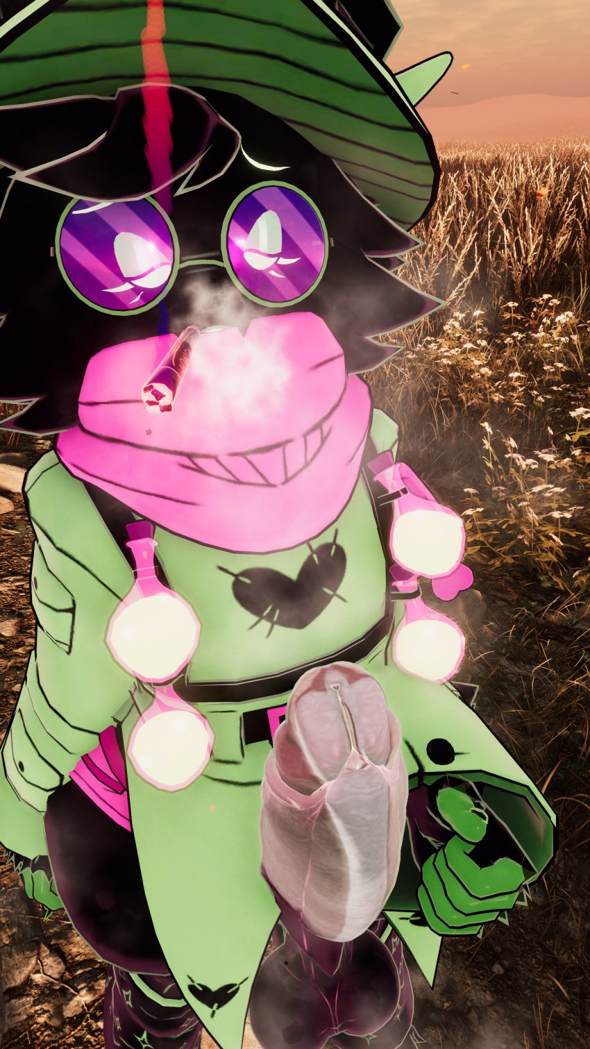 big_cock cum_on_cock femboy furry looking_at_viewer ralsei ralsei_(deltarune) ralsei_with_black_fur sabrean vrchat vrchat_avatar