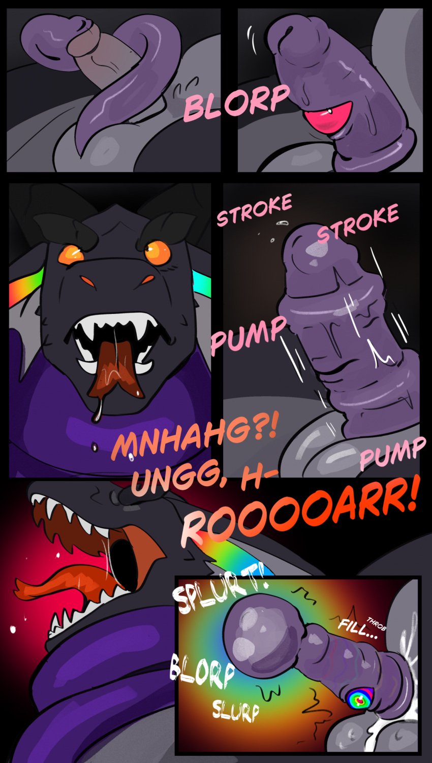 2024 absurd_res balls bodily_fluids comic cum cum_inside cum_on_balls cum_on_belly cum_on_body cumshot dragon drooling ear_penetration ejaculation erection genital_fluids genitals grey_body hi_res humanoid_genitalia humanoid_penis inflation inflation mythological_creature mythological_scalie mythology onomatopoeia open_mouth oral orange_sclera orgasm penetration penis purple_body saliva scalie sex sound_effects surprised text titansong tongue tongue_out vein veiny_penis worm