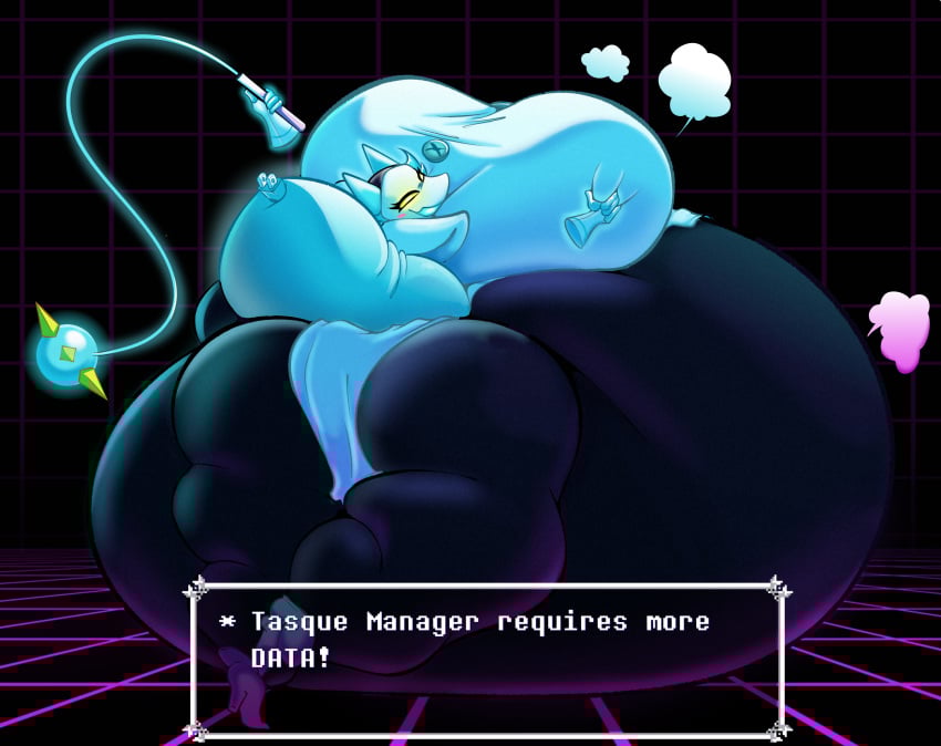 anthro ass belly belly_overhang big_ass big_belly big_breasts breasts data_inflation deltarune disco_chaos female female_focus female_only full_body_inflation furry huge_ass huge_belly huge_breasts hyper_belly inflation love_handles muffin_top nonude tasque_manager_(deltarune) thick_ass thick_thighs thighs tight_clothing undertale wide_hips
