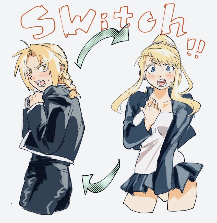 anime body_swap edward_elric fullmetal_alchemist_brotherhood male/female touching_pussy winry_rockbell