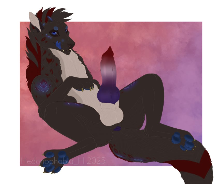 anal animal_genitalia animal_penis anus beabea canine_genitalia canine_penis cixtio feral forked_tongue genitals glistening glistening_body glistening_eyes hedonophobia_h hi_res horn male mane penis solo tongue