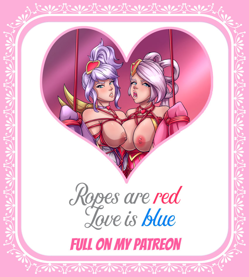 alternate_costume bondage breasts femsub heartbreakers_series heartseeker_quinn league_of_legends multiple_subs nipples nude quinn riot_games rope sona_buvelle sweetheart_sona tied_hair tied_up white_hair