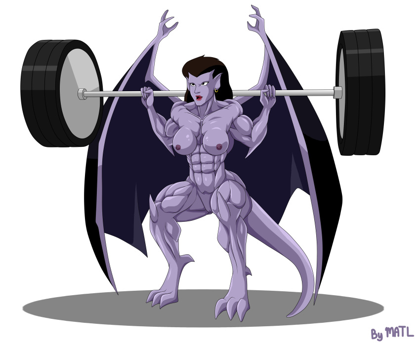 abs absurd_res alpha_channel angela_(gargoyles) anthro biceps black_hair breasts disney female gargoyle gargoyles hair hi_res humanoid long_hair matl muscles muscular muscular_arms muscular_female muscular_legs muscular_thighs nipples pecs tail wings