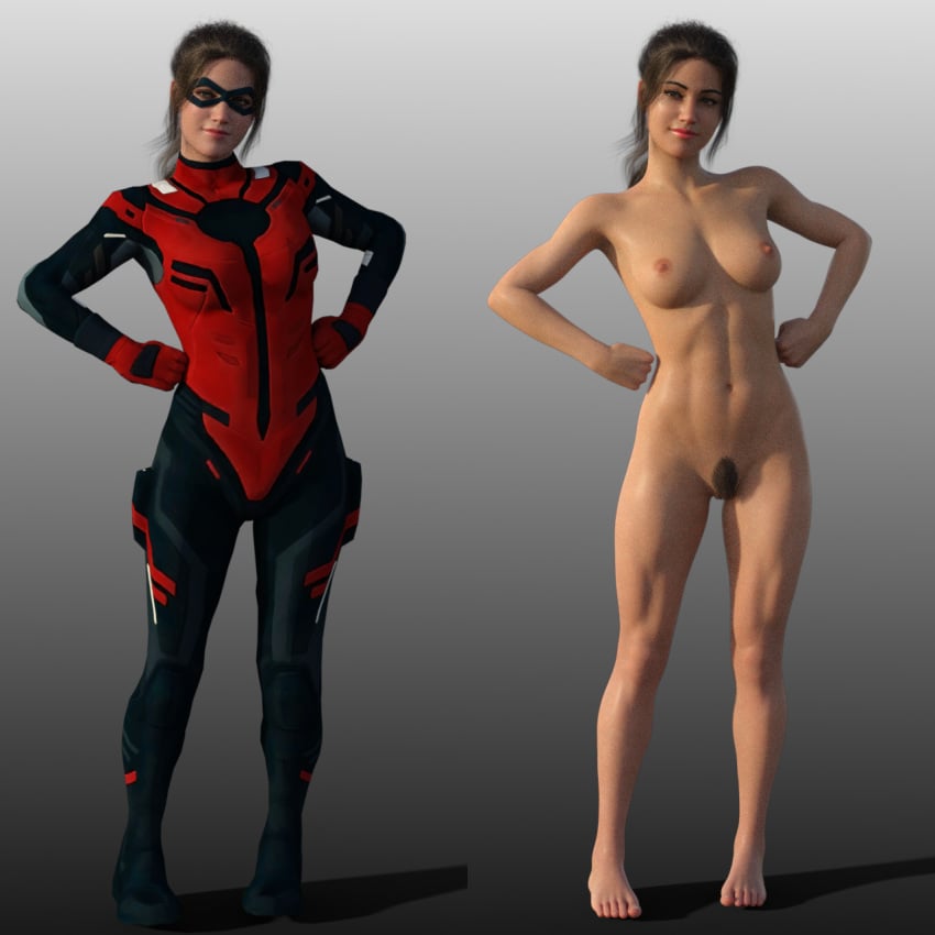 1girls 3d big_breasts breasts cassie_lang female halo423 marvel nipples nude pubic_hair pussy solo stature