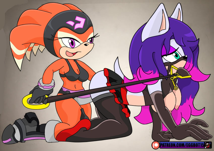 commission eggbot15 femdom femsub gag shade_the_echidna sonic_(series) sonic_oc strap-on sydney_the_hedgehog