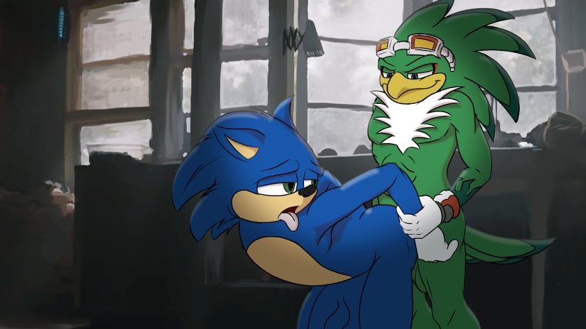 16:9 anal animated avian balls big_penis bob-jiggles genitals headgear hi_res huge_cock hyper hyper_genitalia hyper_penis jet_the_hawk male male/male mammal penis short_playtime sonic_(series) sonic_riders sonic_the_hedgehog sonic_the_hedgehog_(series)