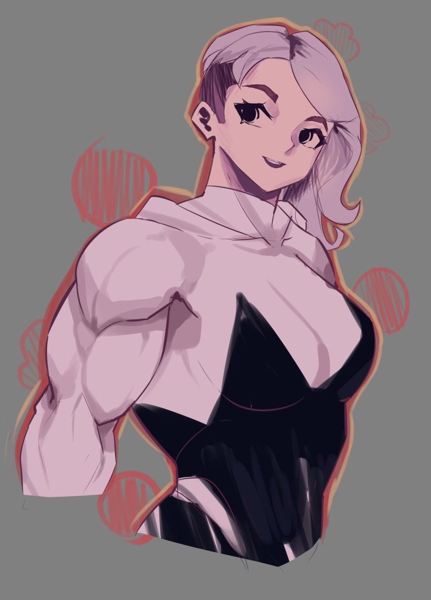 1girls alternate_muscle_size fanart female fit fit_female grey_background gwen_stacy light-skinned_female light_skin marvel musctonk muscular muscular_female no_sex pale-skinned_female pale_skin sfw simple_background solo spider-gwen spider-man:_into_the_spider-verse spider-man_(series)