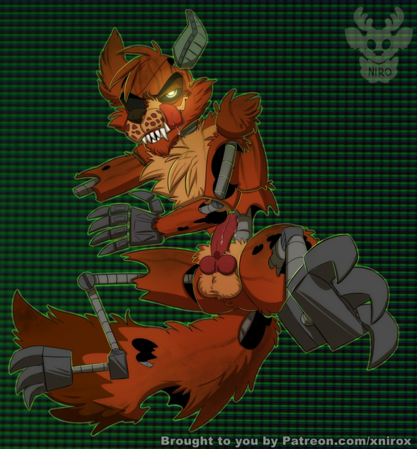 animatronic ass balls canid canine conditional_dnp english_text five_nights_at_freddy's five_nights_at_freddy's_3 fox fox_tail foxy_(fnaf) fur genitals glowing glowing_eyes hi_res knot machine male male_only mammal penis phantom_foxy_(fnaf) red_body red_fur robot tagme tail text tongue url video_games watermark xnirox