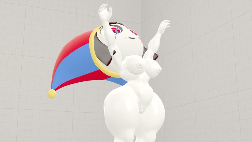 3d 3d_(artwork) ass big_ass big_breasts big_butt breasts catmario157 completely_nude completely_nude_female female nude nude_female pomni_(the_amazing_digital_circus) source_filmmaker stretching stretching_arms the_amazing_digital_circus