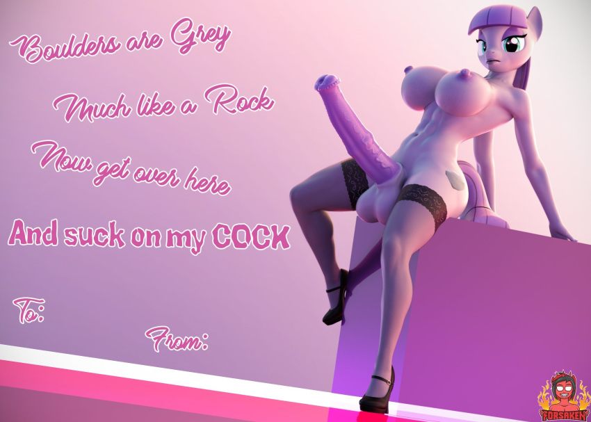 1futa 3d abs animal_genitalia anthro areolae balls bimbo breasts clothing curvy cutie_mark english_text equid equine equine_penis erect_nipples erection eyeshadow fishnet_stockings forsaken_(artist) friendship_is_magic furry futa_only futanari genitals hi_res high_heels huge_breasts hyper hyper_penis large_balls legwear lipstick looking_at_viewer makeup mammal maud_pie_(mlp) mostly_nude muscular muscular_futanari muscular_gynomorph my_little_pony nipples penis poem text thigh_highs