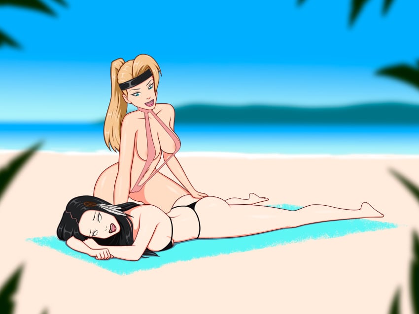 2girls anoneysnufftan applying_sunscreen beach beach_towel bikini black_hair blonde_hair blue_eyes blurry_background darkwatch embarrassed fangs feather_in_hair female female_only hair_ornament headband humiliation imminent_death killer_lotion massage mortal_kombat murder native_american ocean peril punishment rubbing sand seaside sinfulline snuff sonya_blade summer sunbathing swimsuit tala_(darkwatch) towel vampire vampire_girl white_eyes