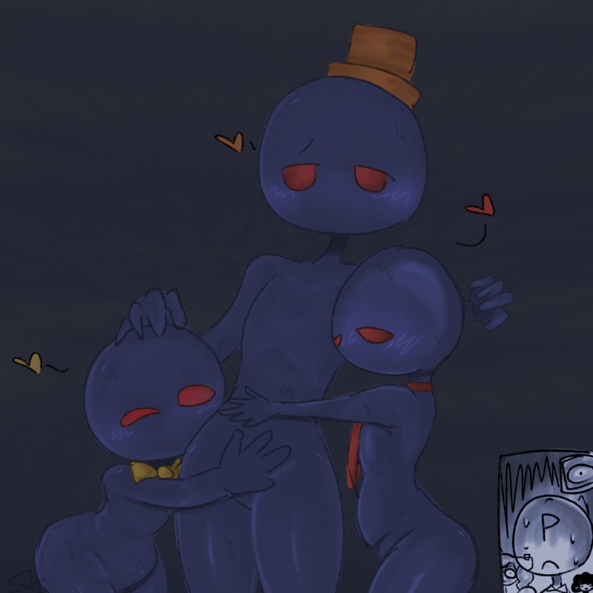 1girls 2025 5boys anthro aroused ass blue_skin blush bowtie butt chubby chubby_male curvy curvy_male doey_the_doughman dough female femboy girly hands_on_hips harley_sawyer hat heart jembbrowm looking_at_viewer male male_focus no_mouth player_(poppy_playtime) playful poppy_(poppy_playtime) poppy_playtime poppy_playtime_(chapter_4) red_eyes shitpost shortstack sketch submissive submissive_male thick_thighs tie