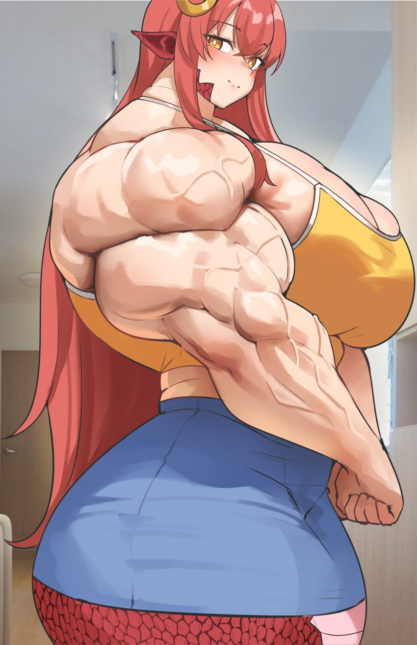 alternate_muscle_size hyper_muscles lamia miia_(monster_musume) monster_musume_no_iru_nichijou musctonk muscular muscular_female
