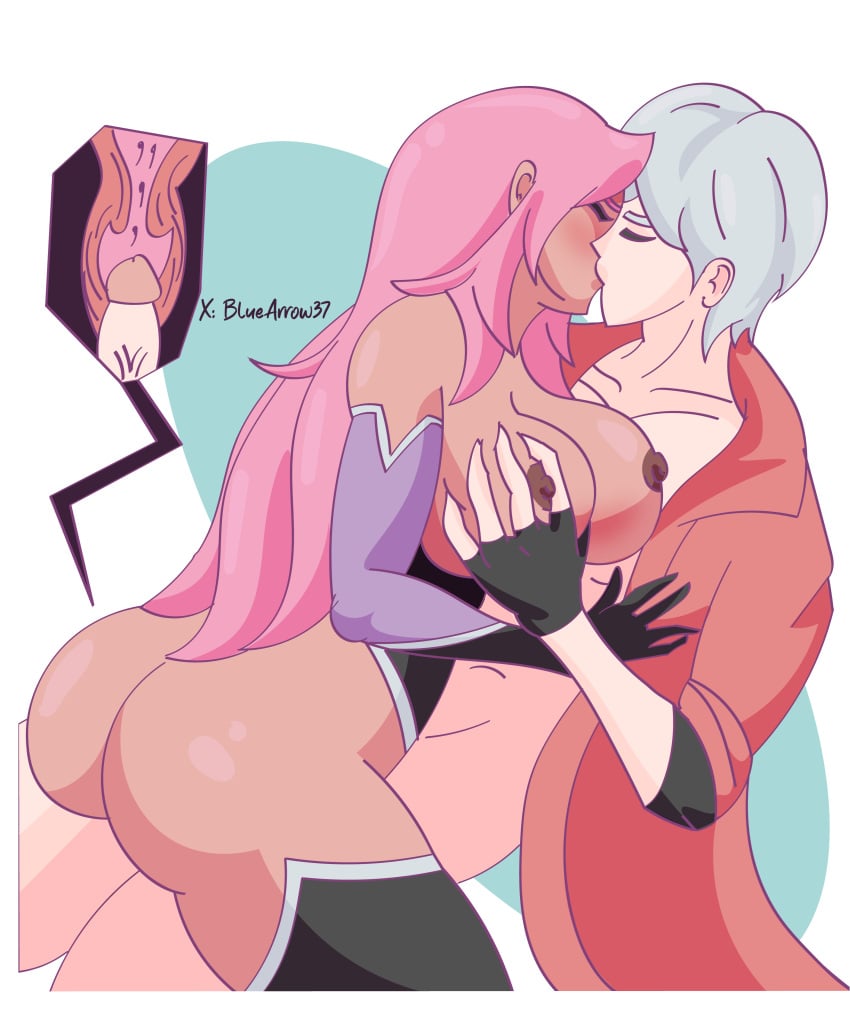 bluearrow37 bluearrow37_(artist) dante_(devil_may_cry) devil_may_cry hentai ingrid_(taimanin_asagi) rose_hair ship