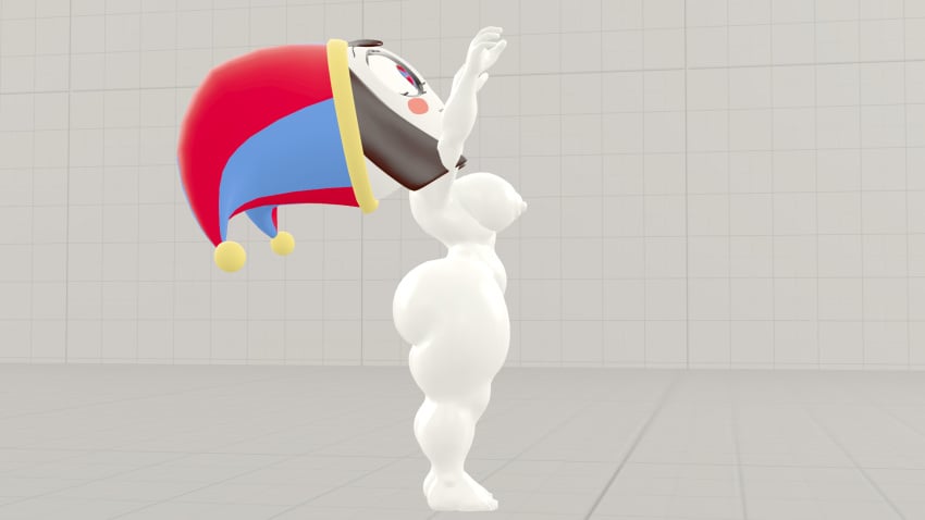 3d 3d_(artwork) ass big_ass big_breasts big_butt breasts catmario157 completely_nude completely_nude_female nude nude_female pomni_(the_amazing_digital_circus) source_filmmaker stretching stretching_arms the_amazing_digital_circus